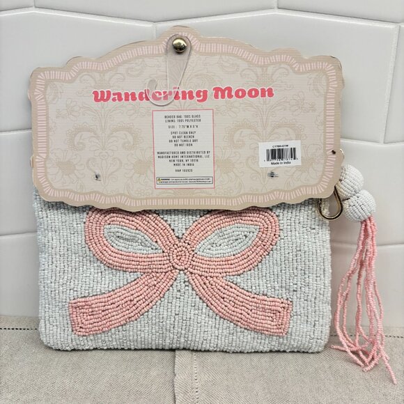 Wandering Moon Croissants Viral Beaded Bag - Pink, White and Tan - Picture 2 of 6